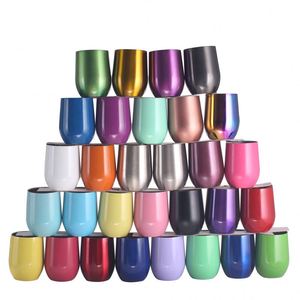 12oz Stainless Steel <b>Double</b> <b>Wall</b> Wine Glass Tumble Insulated Coffee Travel Mug Water Tumbler Cups with Lid - Product Image 2