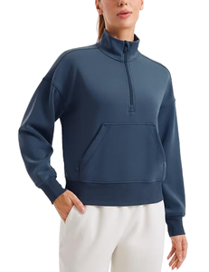 Sudadera con capucha para mujer OEM, 100% algodón, corte holgado, peso pesado, transpirable, forrada, para invierno, con cuello alto y estampado en relieve - Product Image 1