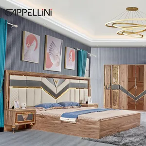 China Groothandel Kingsize Houten Frame Lederen Gestoffeerd Bed Moderne Luxe Slaapkamer Meubels Set Queen Houten Bedden