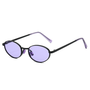 Logo Custom 2026 Fashion <b>Retro</b> Women Small Frame Punk Sun Glasses UV400 Metal Oval <b>Sunglasses</b> for <b>Men</b> - Product Image 5