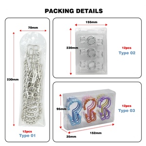YIWANG Crochets de tringle à rideaux doubles chromés Anneaux de suspension pour rideaux - Product Image 6