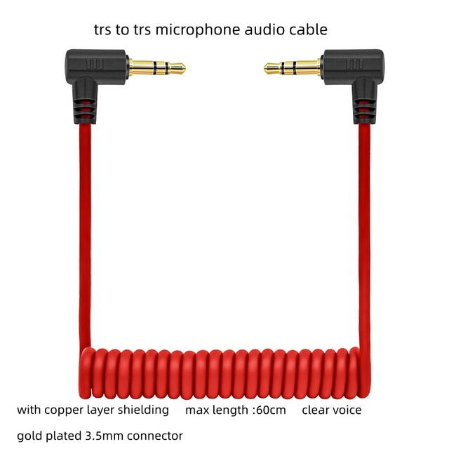 3.5mm Elbow Trs to Trrs Spring Audio Cable PVC Jacket Copper Layer Shielding Microphone for DSLR Camera Cellphone