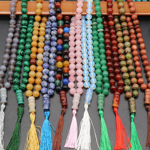 Pendentif en pierre naturelle d'agate noire avec pompon, 33 perles de prière, tasbih islamique musulman, chapelet Allah, méditation, bijoux pour hommes et femmes - Product Image 3