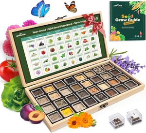 Kit di Semi Non-OGM da 32 Varietà per la Coltivazione di Verdure ed Erbe, Kit di <span class=keywords><strong>Sementi</strong></span> per Sopravvivenza per <span class=keywords><strong>Orto</strong></span> Rialzato e Serra, Regali per Giardinieri - Product Image 1