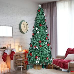 <span class=keywords><strong>Sapin</strong></span> de Noël en PVC pré-éclairé de 1,80 m, lumières LED multicolores changeantes, fleurs artificielles, nœuds, étoile lumineuse sur le sommet, pour les fêtes - Product Image 5