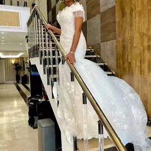 2023 Aanpassen Zeemeermin Trouwjurken Kralen Lovertjes Off Shoulder Bruidsjurken Sweep Trein Afrikaanse Zeemeermin Trouwjurk - Product Image 3