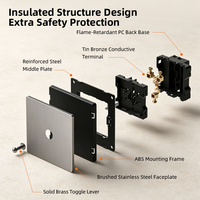 Enchufes e Interruptores de Pared Eléctricos Industriales de Acero Inoxidable Cepillado Estándar Europeo K, 10A, 220V, 86*86, 86*146, con Puertos USB