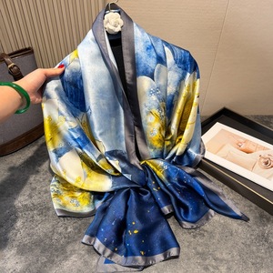 90*180cm Brand Designer Schal für Frauen Satin Seide Lange Schal Schals Wraps Kopftuch Bedruckte Frauen Hijabs - Product Image 4
