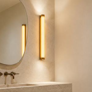 Modern Cylinder Linear <b>Wall</b> Light Frosted Ribbed Glass Brass <b>Wall</b> <b>Sconce</b> For Bedroom Corridor - Product Image 2