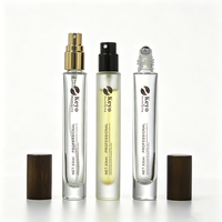 Emballage cosmétique en bambou, flacon à bille vide de 10 ml en verre transparent givré, flacon à bille pour parfum, huile essentielle, spray capillaire