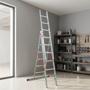 ATS-325 A-Type Heavy Duty 1.2mm Thick Aluminum Straight <b>Ladder</b> 24 Step 3-Section A-frame Folding Design Anti-Rust 150kg Load - Product Image 3