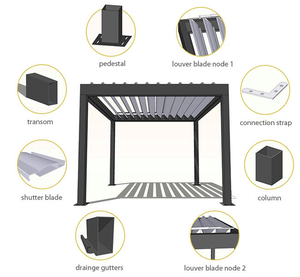 Pergola de luxe Youya pour l'extérieur, auvent motorisé, toit à lames orientables, imperméable, gazebo d'extérieur, véranda, pergola en alliage d'aluminium - Product Image 4