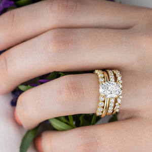 خاتم زفاف نسائي من الذهب الأصفر عيار 9/10/14/18/22 قيراط مع ألماس مختبري من ماي يي - Product Image 4