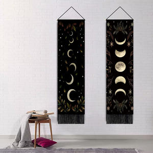 Bohemian dekorasi dinding motif bunga, hiasan gantung seni dinding rumbai vertikal panjang, permadani motif fase Lunar, untuk petugas asrama rumah - Product Image 3