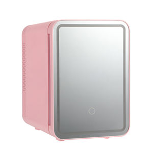 Fabricant 4L AC DC Blanc Rose Petit <span class=keywords><strong>Mini</strong></span> Réfrigérateur Portable Avec Miroir Lumière LED pour Maquillage Skincare CAR Réfrigérateurs - Product Image 1