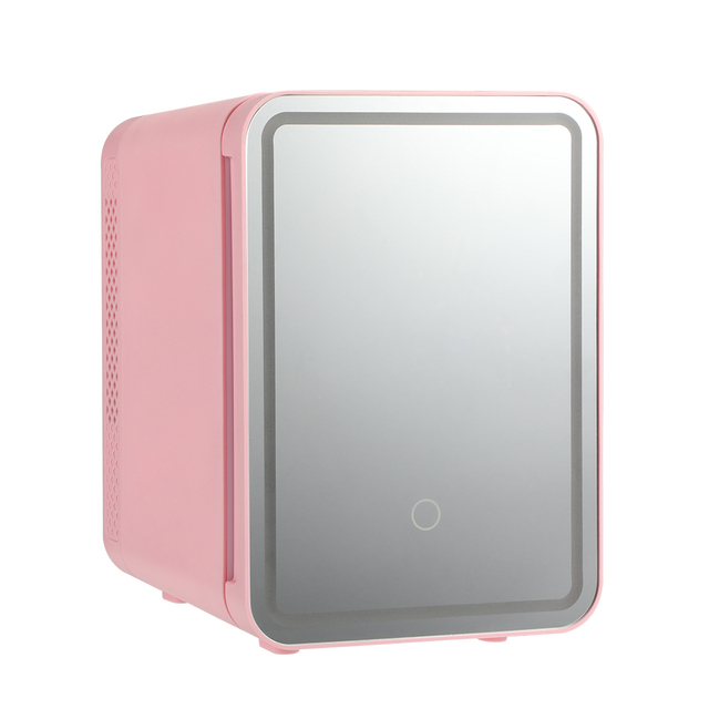 Manufacturer 4L AC DC White Pink Portable Small Mini Fridge With Mirror LED Light for Makeup Skincare CAR Refrigerators