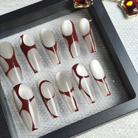 Faux ongles à presser en acrylique, assortiment aléatoire, longs, forme cercueil, unis, vente en gros
