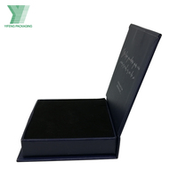 Caja de anillo de terciopelo de material recubierto de forma cuadrada personalizada caja de joyería de boda de papel magnético impreso con logotipo
