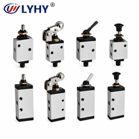 Válvula de botón pulsador neumática manual LYHY 2/3 2/5 vías para piezas neumáticas, válvula de tracción manual de aire neumático