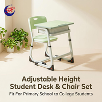 Meubles scolaires pour salle de classe, ensemble pupitre et chaise pour étudiants, stable, hauteur réglable