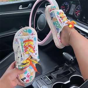 <span class=keywords><strong>Sandalias</strong></span> planas de lona con <span class=keywords><strong>plataforma</strong></span> de grafiti de verano para mujer y mujer, zapatillas con diseño de grafiti, verano, 2017 - Product Image 2