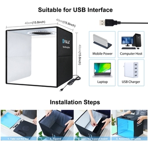 Caja de Luz Portátil Plegable de 40cm con Anillo de Luz USB para Fotografía, con 6 Fondos de Doble Cara de Colores - Product Image 5
