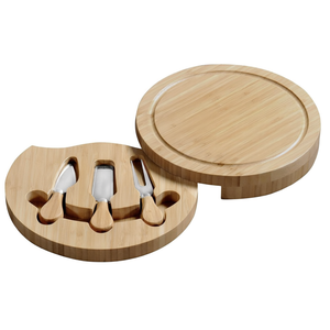 Tabla para cortar queso, juego de 4 piezas con 3 utensilios de bambú, bandeja redonda para servir queso en fiestas - Product Image 2