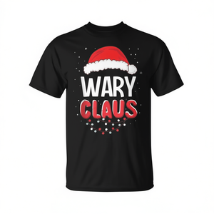 T-shirt de Noël Wary Claus, design festif noir, vêtements pour hommes - Product Image 2