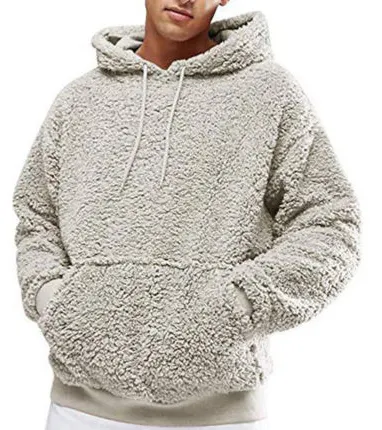 Men's and women's Hoodie Sherpa Fleece Sweatshirts Fuzzy Long Sleeve Fall Outwear Winter Hooded with Kangaroo Pockets