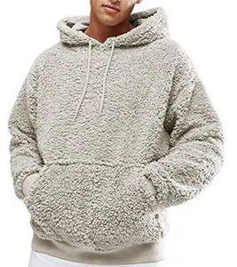 Men's And Women's Hoodie Sherpa Fleece Sweatshirts Fuzzy Long Sleeve Fall Outwear Winter Hooded With Kangaroo Pockets