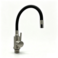 Robinet de cuisine en acier inoxydable, monocommande, bec pivotant à 360 degrés, montage sur comptoir, design moderne à arc haut