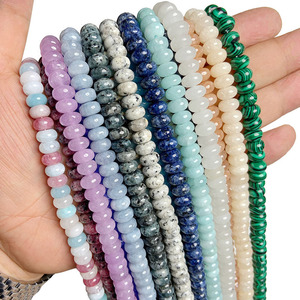 Perles plates en <span class=keywords><strong>jade</strong></span> naturel 5x8mm, forme abaque, pour la fabrication de bijoux DIY, vente en gros - Product Image 2