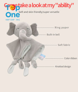 Top One personnalisé coton biologique bébé en peluche lapin en peluche couverture bébé avec tête d'éléphant/ours endormi - Product Image 6