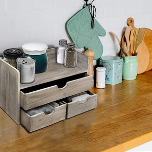 Desktop Storage Box Solid Wood Rectangle <b>Open</b> Top With Compartments Standing Type Organizer For Office Desk Use - Product Image 2