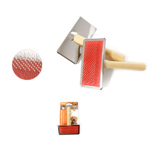 หวีสัตว์เลี้ยงด้ามไม้หนาแน่น ด้านเดียว ขนาดใหญ่ 13*11.7 ซม. ขนแปรงสแตนเลสปลายมน - Product Image 3