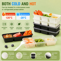 Boîte alimentaire carrée jetable en PP de qualité alimentaire, design quadrillé, pour emballage de plats à emporter, sushi, traiteur, capacité 500 ml