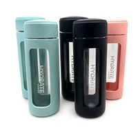 Gobelet en verre personnalisé, transparent, à large ouverture, fond épais et lourd, en verre borosilicate, bouteille d'eau de sport, 380 ml/240 ml, utilisation en camping