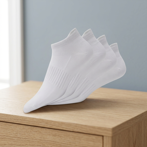 Calcetines tobilleros blancos premium de algodón acanalado, transpirables, informales, de otoño, de 5 dedos, de secado rápido, para deportes, correr, gimnasio y uso diario. - Product Image 4