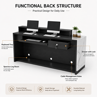 Mostrador de Recepción con Aspecto de Mármol, Mostrador de Recepción en Blanco y Negro con Luz LED para Hotel, Oficina, Vestíbulo, Venta al por Mayor Directa de Fábrica, Logotipo Personalizado