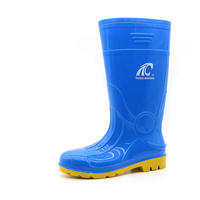 Bottes de pluie de sécurité OEM en PVC bleu pailleté, hauteur genou, anti-perforation, imperméables, avec embout en acier, résistantes à l'huile et aux acides, antidérapantes pour hommes