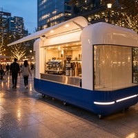 Remorque de restauration pour festivals, fêtes et événements, avec comptoir personnalisé pour la vente en extérieur, bar à café, kiosque