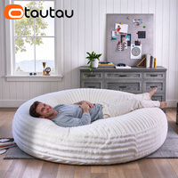 OTAUTAU Housse de pouf géant moderne inclinable 4/5 pieds en fausse fourrure de lapin, convertible en canapé-lit DD215, sans rembourrage