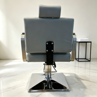 Fauteuil de salon moderne pivotant et inclinable hydraulique en cuir PU chromé sur mesure avec repose-pieds pour salon de coiffure