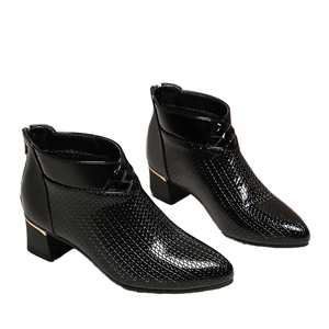 Nouvelles Bottines d'Hiver en Cuir Verni pour Femme, Style Habillé, Confortables, à Bout Pointu et Talon Carré de 5 cm - Product Image 1