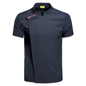 Uniformes de cuisine en sergé personnalisables Manteau de chef à manches courtes pour les gestionnaires de restaurants et de bars pour les employés de Fastfood Pizza & Hotel - Product Image 2