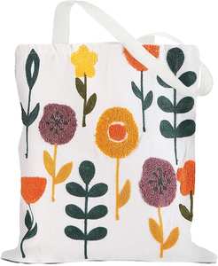 Sac fourre-tout promotionnel en toile, style designer, motif lettres, longue poignée, sac de courses imprimé avec logo - Product Image 1