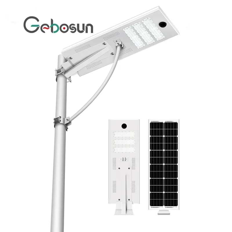 Đèn năng lượng mặt trời ngoài trời gebosun 50W 60W tích hợp tất cả trong một đèn đường năng lượng mặt trời