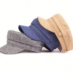 Chapeau de soleil décontracté pour femme, style béret, en lin imitation respirant, idéal pour le printemps, l'été et l'automne, pour le quotidien, le sport et la plage - Product Image 1