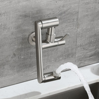 Robinet d'eau universel rotatif mural pliable et flexible, finition chromée, en acier inoxydable 304, à trou unique, pour