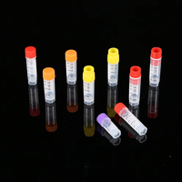 Vial Kriogenik Biobanking 1.0ml dengan Ulir Luar, Tutup Multi-warna, -196~121 ℃ Cetak Dua Sisi, Steril, Bebas DNase/RNase